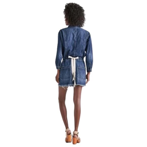 Lucky Brand Workwear Valeport Denim Trucker Drawstring Dress Size Small - Picture 3 of 14